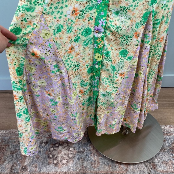 NWOT Stunning Loft Godet Pastel Floral Maxi Shirt Dress Cottagecore Romantic Sm. - Picture 6 of 12